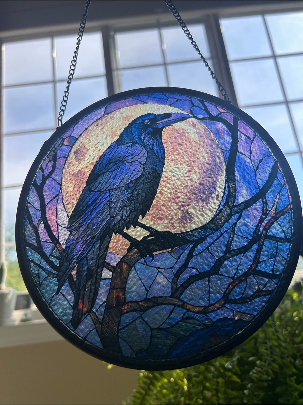Raven Stained Glass Sun-Catcher NWT